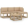 5-piece garden furniture set with beige cushions by vidaXL, Garden sets - Ref: Foro24-3065030, Price: 295,20 €, Discount: %