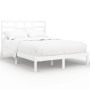 White solid wood bed frame King Size 150x200 cm by vidaXL, Beds and slatted bases - Ref: Foro24-3105801, Price: 126,64 €, Dis...