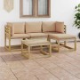 5-teiliges Gartenmöbel-Set und beige Kissen von vidaXL, Gartensets - Ref: Foro24-3065031, Preis: 298,71 €, Rabatt: %