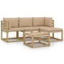 5-teiliges Gartenmöbel-Set und beige Kissen von vidaXL, Gartensets - Ref: Foro24-3065031, Preis: 298,71 €, Rabatt: %