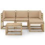 5-piece garden furniture set and beige cushions by vidaXL, Garden sets - Ref: Foro24-3065031, Price: 298,71 €, Discount: %