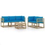 6-piece garden furniture set with light blue cushions by vidaXL, Garden sets - Ref: Foro24-3065065, Price: 459,55 €, Discount: %