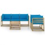 6-piece garden furniture set with light blue cushions by vidaXL, Garden sets - Ref: Foro24-3065065, Price: 459,55 €, Discount: %