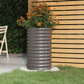 Gray powder coated steel planter 40x40x68 cm by vidaXL, Pots and planters - Ref: Foro24-318849, Price: 32,27 €, Discount: %