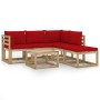 6-piece garden furniture set with red cushions by vidaXL, Garden sets - Ref: Foro24-3065124, Price: 316,99 €, Discount: %