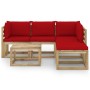 6-piece garden furniture set with red cushions by vidaXL, Garden sets - Ref: Foro24-3065124, Price: 316,99 €, Discount: %