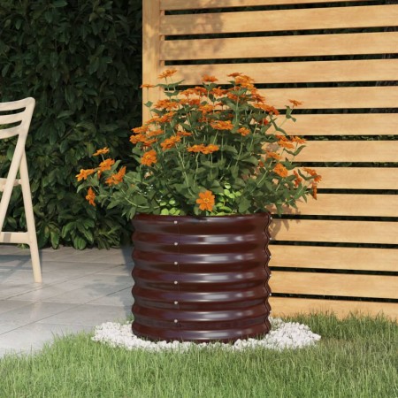 Jardinera de acero con recubrimiento polvo marrón 40x40x36 cm de vidaXL, Maceteros y jardineras - Ref: Foro24-318845, Precio:...