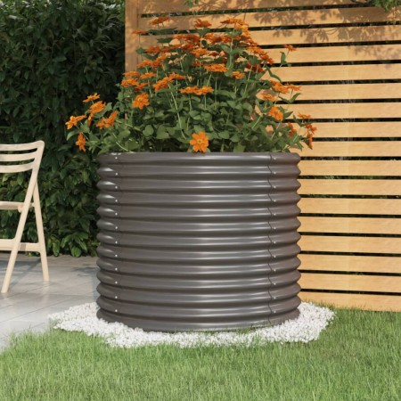 Gray powder coated steel planter 80x80x68 cm by vidaXL, Pots and planters - Ref: Foro24-318859, Price: 140,07 €, Discount: %