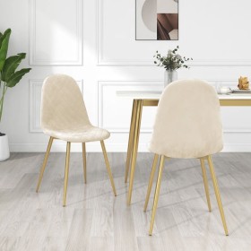 Sillas de comedor 2 unidades terciopelo blanco crema de vidaXL, Sillas de comedor - Ref: Foro24-325677, Precio: 127,99 €, Des...