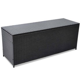 Schwarze Garten-Aufbewahrungsbox aus synthetischem Rattan, 150 x 50 x 60 cm von vidaXL, Aufbewahrungsboxen für den Außenberei...