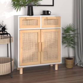 Solid pine wood and natural white rattan sideboard 60x30x75 cm by vidaXL, Sideboards - Ref: Foro24-345636, Price: 142,99 €, D...