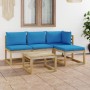 5-piece garden furniture set with light blue cushions by vidaXL, Garden sets - Ref: Foro24-3065060, Price: 286,99 €, Discount: %