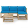 5-piece garden furniture set with light blue cushions by vidaXL, Garden sets - Ref: Foro24-3065060, Price: 286,99 €, Discount: %