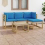 Juego de muebles de jardín 5 piezas con cojines azul claro de vidaXL, Conjuntos de jardín - Ref: Foro24-3065061, Precio: 278,...