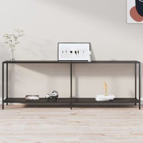 Black tempered glass console table 220x35x75.5 cm by vidaXL, Side tables - Ref: Foro24-331711, Price: 126,14 €, Discount: %