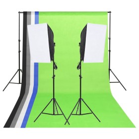 Photo studio lighting kit with backgrounds and softboxes by vidaXL, Flashes and studio lighting - Ref: Foro24-190237, Price: ...