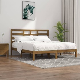 Estructura cama madera maciza marrón miel Super King 180x200 cm de vidaXL, Camas y somieres - Ref: Foro24-3105813, Precio: 18...