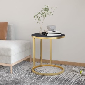 Side table with black tempered glass and gold, 45 cm. by vidaXL, Side tables - Ref: Foro24-331662, Price: 46,68 €, Discount: %