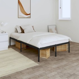 Black metal bed frame 135x190 cm by vidaXL, Beds and slatted bases - Ref: Foro24-350845, Price: 111,99 €, Discount: %