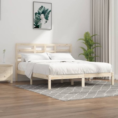 Solid wood bed frame 200x200 cm by vidaXL, Beds and slatted bases - Ref: Foro24-3105815, Price: 124,09 €, Discount: %