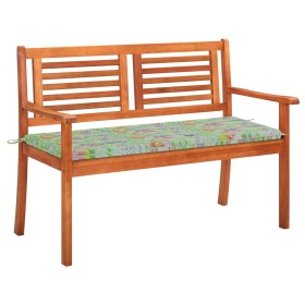 2 seater garden bench solid eucalyptus wood and cushion 120 cm by vidaXL, garden benches - Ref: Foro24-3060981, Price: 174,99...