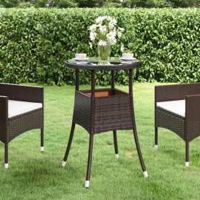 Gartentisch aus gehärtetem Glas, braunes synthetisches Rattan, Ø60x75 cm von vidaXL, Gartentische - Ref: Foro24-310599, Preis...