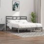 Solid gray pine wood bed frame 200x200 cm by vidaXL, Beds and slatted bases - Ref: Foro24-3105817, Price: 159,99 €, Discount: %