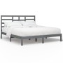 Solid gray pine wood bed frame 200x200 cm by vidaXL, Beds and slatted bases - Ref: Foro24-3105817, Price: 159,99 €, Discount: %