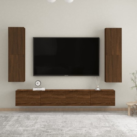 Wand-TV-Schränke, 2 Stück, braune Eiche, 30,5 x 30 x 110 cm von vidaXL, TV-Möbel - Ref: Foro24-826681, Preis: 65,76 €, Rabatt: %