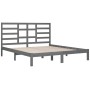 Solid gray pine wood bed frame 200x200 cm by vidaXL, Beds and slatted bases - Ref: Foro24-3105817, Price: 159,99 €, Discount: %