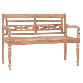 Banco Batavia madera de teca maciza blanco lavado 120 cm de vidaXL, Bancos de jardín - Ref: Foro24-316035, Precio: 207,93 €, ...