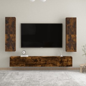 Muebles TV de pared 2 uds color roble ahumado 30,5x30x110 cm de vidaXL, Muebles TV - Ref: Foro24-826677, Precio: 79,96 €, Des...