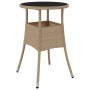 Garden table tempered glass beige synthetic rattan Ø60x75 cm by vidaXL, Garden tables - Ref: Foro24-310601, Price: 59,65 €, D...