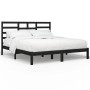 Estructura de cama de madera maciza de pino negra 200x200 cm de vidaXL, Camas y somieres - Ref: Foro24-3105819, Precio: 153,7...