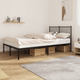 Bed frame with black metal headboard 120x190 cm by vidaXL, Beds and slatted bases - Ref: Foro24-350861, Price: 108,85 €, Disc...