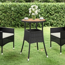 Garden table acacia wood and black synthetic rattan Ø60x75 cm by vidaXL, Garden tables - Ref: Foro24-310602, Price: 43,18 €, ...