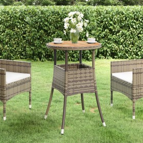 Garden table acacia wood and gray synthetic rattan Ø60x75 cm by vidaXL, Garden tables - Ref: Foro24-310603, Price: 43,99 €, D...