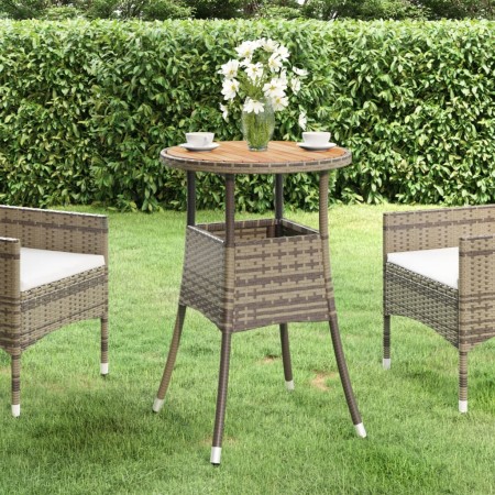 Garden table acacia wood and gray synthetic rattan Ø60x75 cm by vidaXL, Garden tables - Ref: Foro24-310603, Price: 43,50 €, D...