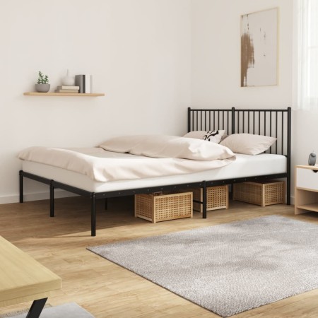 Estructura de cama con cabecero metal negro 150x200 cm de vidaXL, Camas y somieres - Ref: Foro24-350866, Precio: 119,94 €, De...