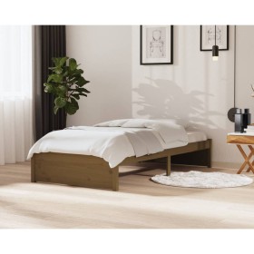 Honey brown solid wood bed frame 100x200 cm by vidaXL, Beds and slatted bases - Ref: Foro24-814942, Price: 140,69 €, Discount: %