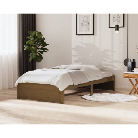 Estructura de cama madera maciza marrón miel 100x200 cm de vidaXL, Camas y somieres - Ref: Foro24-814942, Precio: 140,69 €, D...