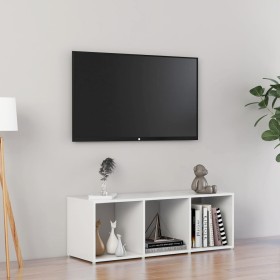 Mueble de TV madera contrachapada blanco brillante 107x35x37 cm de vidaXL, Muebles TV - Ref: Foro24-805540, Precio: 46,23 €, ...