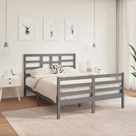 Estructura de cama doble pequeña madera maciza gris 120x190 cm de vidaXL, Camas y somieres - Ref: Foro24-3105832, Precio: 157...