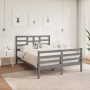 Small double bed frame solid gray wood 120x190 cm by vidaXL, Beds and slatted bases - Ref: Foro24-3105832, Price: 157,17 €, D...