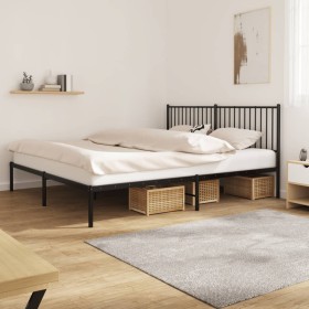 Bed frame with black metal headboard 180x200 cm by vidaXL, Beds and slatted bases - Ref: Foro24-350868, Price: 113,99 €, Disc...