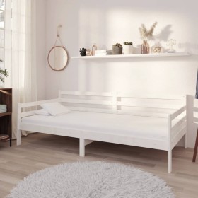 Sofá cama de madera maciza de pino blanco 90x200 cm de vidaXL, Camas y somieres - Ref: Foro24-806936, Precio: 127,82 €, Descu...