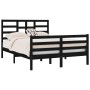 Estructura de cama doble pequeña madera maciza negra 120x190 cm de vidaXL, Camas y somieres - Ref: Foro24-3105834, Precio: 14...