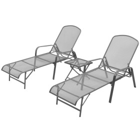 Sun loungers with table 2 units anthracite gray steel by vidaXL, Loungers - Ref: Foro24-42727, Price: 295,76 €, Discount: %