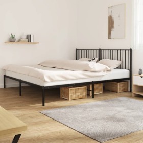 Bed frame with black metal headboard 200x200 cm by vidaXL, Beds and slatted bases - Ref: Foro24-350871, Price: 106,99 €, Disc...