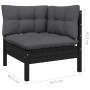 Garten-Ecksofa und Kissen aus massivem schwarzem Akazienholz von vidaXL, Modulare Sofas für den Außenbereich - Ref: Foro24-80...